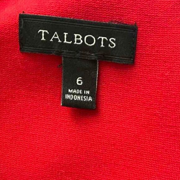 TALBOTS Knitted Red Women's Sheath Dress with black edging, sleeveless, size 6 - Picture 4 of 14